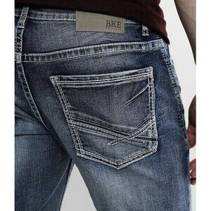 BKE ALEC STRAIGHT LEG Men’s Size 30x34 Blue Stretch Denim Jeans Pants Distressed
